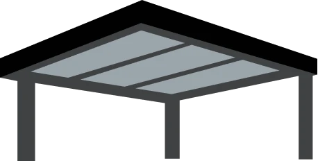 Metalowa wiata na samochód z płaskim dachem i jedną podporą